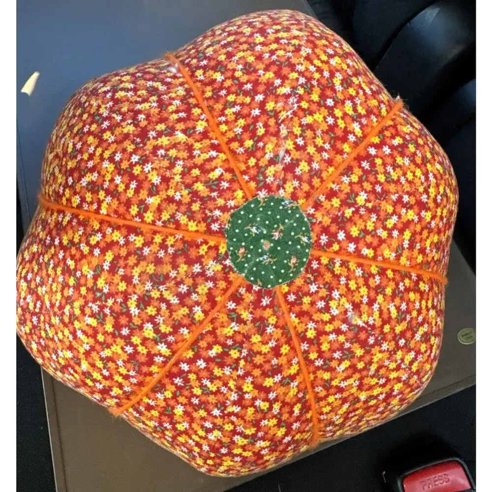 Vtg Fabric Pumpkin Decor Fall Harvest Halloween Thanksgiving